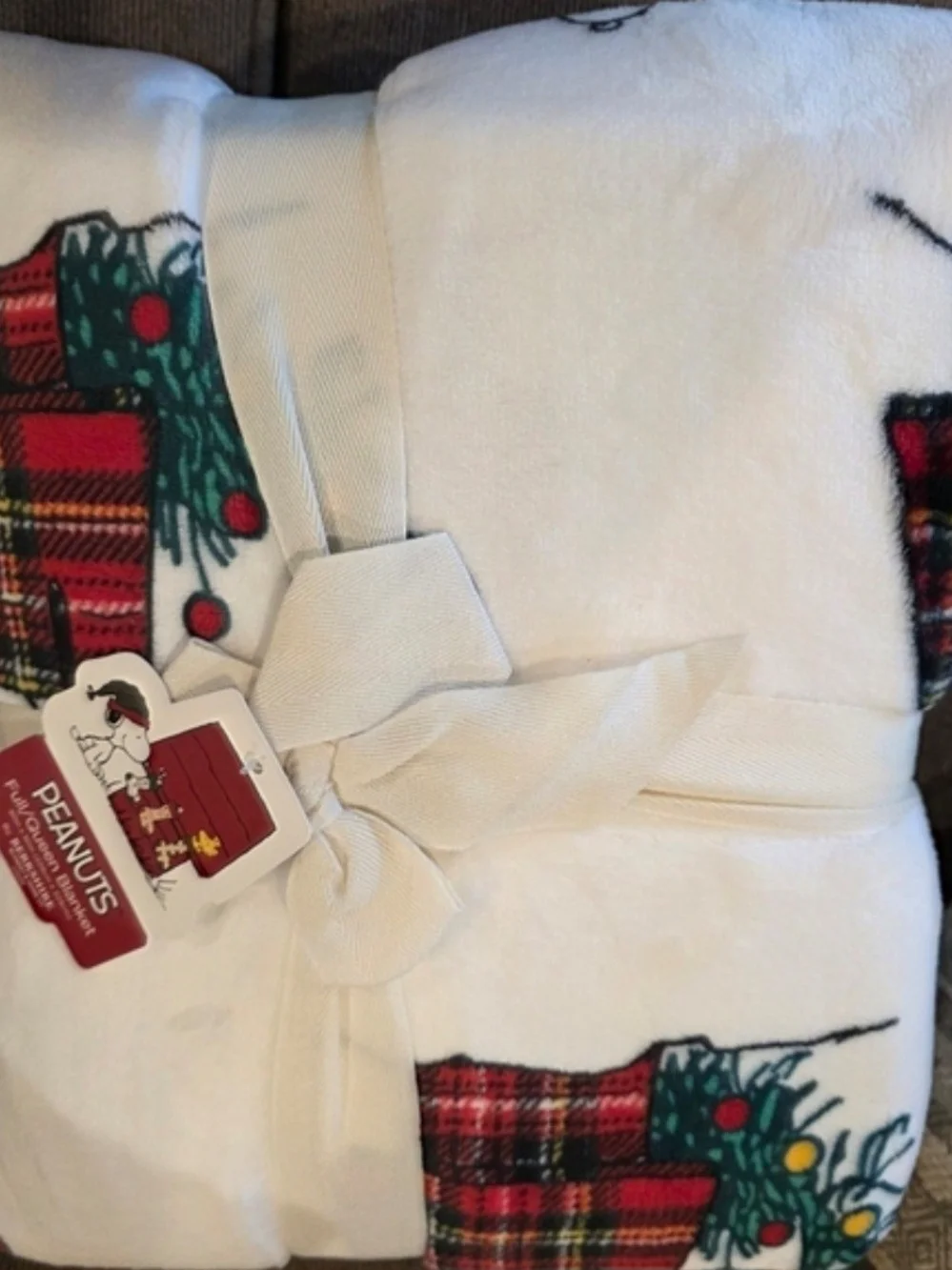 Holiday Plaid Snoopy Blanket-NWT